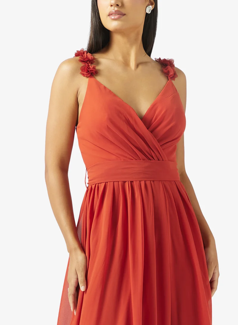 Ella Limited Edition  A-line Dress With Floral Shoulder Strap for Women | Best Price UAE